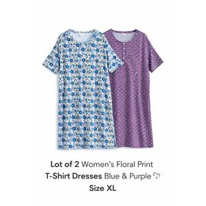 Vera Bradley T-Shirt Henley Sleep Dresses XL Lot of 2 Floral Geometric Lounging